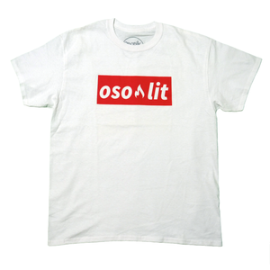 White Ososik osolit tee with red graphic