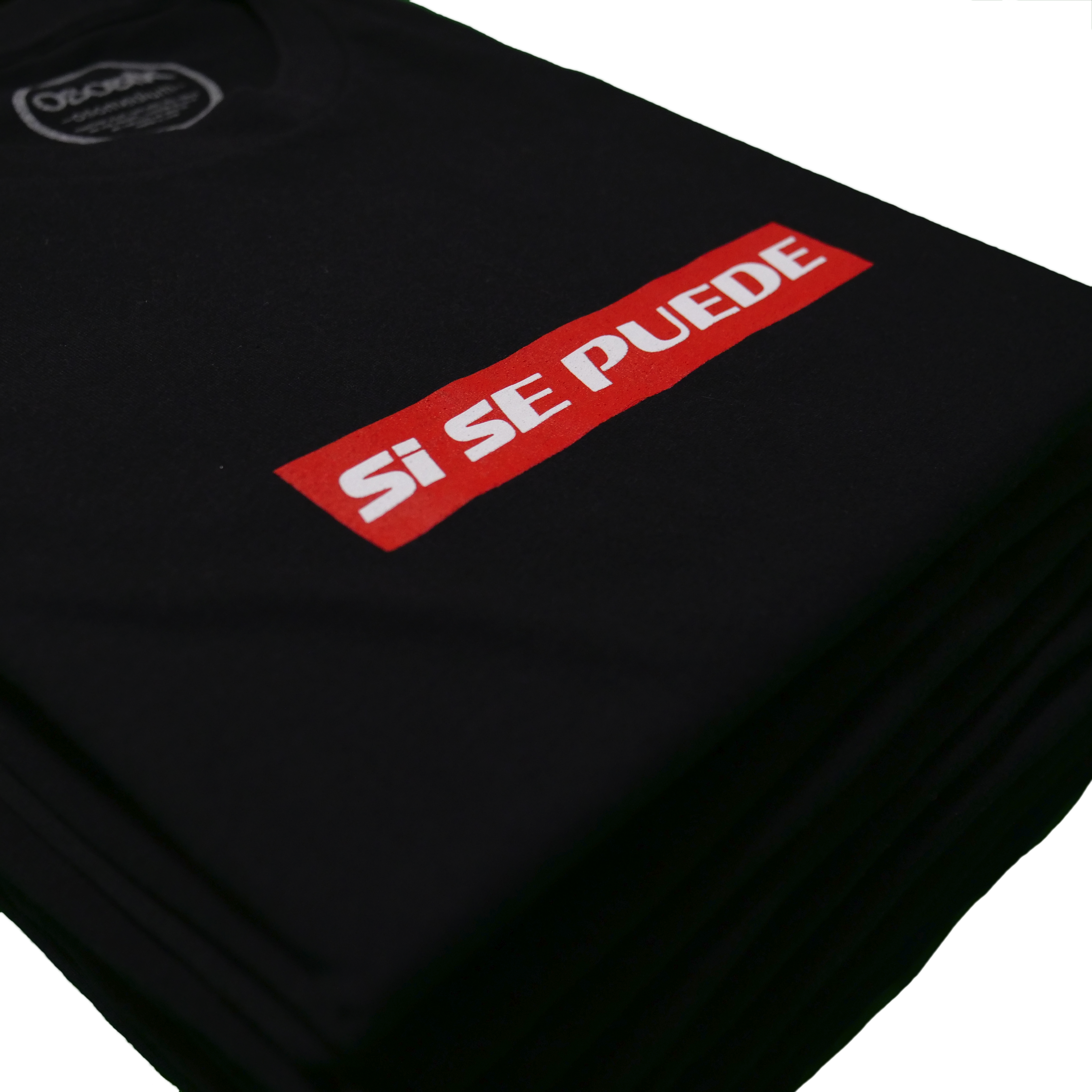 Stack of folded si se suede black t shirts